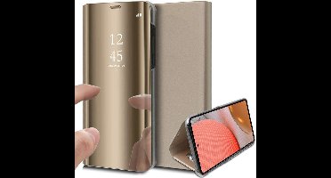 Hoesje geschikt voor Samsung Galaxy A72 - Spiegel Book Case - Goud