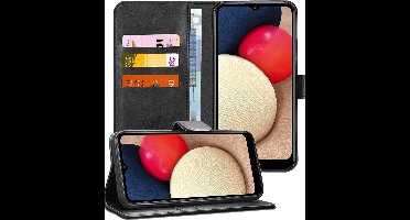 Hoesje geschikt voor Samsung Galaxy A02s - Book Case Kunstleer Pasjeshouder Zwart