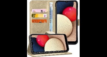 Hoesje geschikt voor Samsung Galaxy A02s - Book Case Kunstleer Pasjeshouder Goud