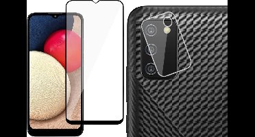 Screenprotector geschikt voor Samsung A02s + Camera Lens - FullGuard Glas Screen Protector