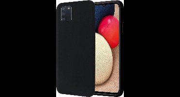 Hoesje geschikt voor Samsung Galaxy A02s - Matte Back Cover Microvezel Siliconen Case Hoes Zwart