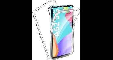 Hoesje geschikt voor Samsung Galaxy A52 - 360 Graden Case 2 in 1 Hoes Transparant + Ingebouwde Siliconen TPU Cover Screenprotector