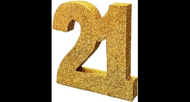 Witbaard Tafeldecoratie 21 Jaar 20 Cm Glitter Goud