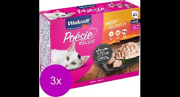 Vitakraft Poesie Multipack Deli Sauce Vlees Pouch 6x85 g - Kattenvoer - 3 x Kip&Kalkoen