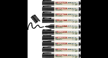 edding 21 EcoLine permanente marker - zwart - 10 stiften - ronde punt 1,5-3 mm - water en wrijfvast - voor karton, kunststof, hout, metaal, etc. - alcohol markers voor volwassenen