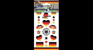 Germany Tattoos - Duitsland Tattoos - Tijdelijke Tattoo - Body Glitter - Plak Tattoos - Nep Tattoo - Fake Tattoo - Vlaggen - Kinderen en volwassenen - 1 Vel met 12 tattoos