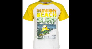 Minions t-shirt - Beach Surf - geel/wit - maat 104 (4 jaar)