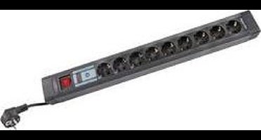 REV 0015953513 Stekkerdoos met schakelaar 9-voudig Antraciet, Zwart Randaarde stekker 1 stuk(s)