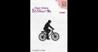 SIL072 Clear stamp Nellie Snellen fietser - stempel man op fiets - Men things Cyclist