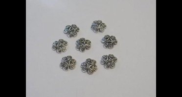 Bead Caps, Platinum, 8pcs