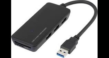 Renkforce RF-4027443 USB-hub 3 poorten USB-A, SD, Micro-SD USB 3.0 5 GBit/s Met ingebouwde SD-kaartlezer Zwart