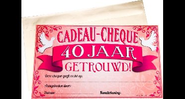 Paper Dreams Cadeaucheque 40 Getrouwd 34,5 Cm Papier Roze