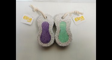 Set van 2x puimsteen verwijdert eelt paars en groen 9,5x5x2cm elk