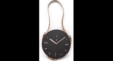 Platinet wand klok - bruin leerlook (PU) riem