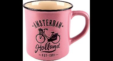 Campmug beker - Amsterdam - Roze