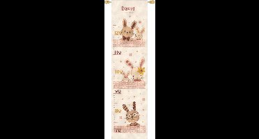 Vervaco - Telpakket kit - Geboorte - Groeimeter - Lieve konijntjes - PN-0187195 - Borduren - Borduurpakket - Borduurpakket geboorte - Borduurpakket volwassenen