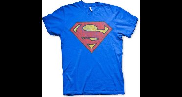 DC Comics Superman Heren Tshirt -2XL- Washed Shield Blauw