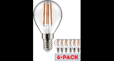 Proventa Decoratieve LED filament lampen met kleine E14 fitting - model Bol - ⌀ 45 mm - 6 led lamp