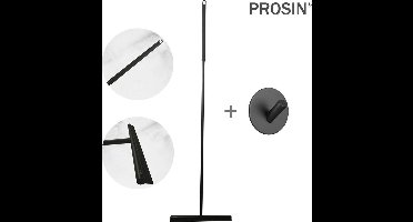PROSIN® Vloerwisser badkamer - Vloertrekker - Vloertrekker met steel - Floor Wiper - Aftrekker - RVS - Zwart - Design - Wisser - Vloerwisser Douche - incl. zelfklevend haakje zwart - Moederdag - Moederdag cadeautje