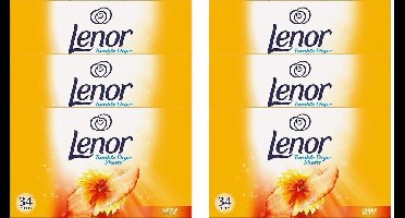 Lenor - Droogtrommeldoekjes - Zomerbries - Summer Breeze - 6 x 34 doekjes - Voordeelverpakking