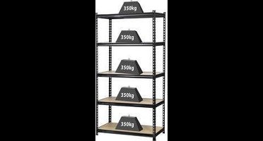 TOOLCRAFT 1530556 Stellingkast (extra stevig) 350 kg Metaal, MDF Antraciet/zwart Hout