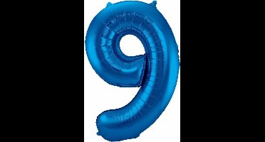 Cijfer ballon 9 Blauw 32inch, 80cm kindercrea