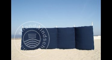 Strand Windscherm 5 meter dralon effen marine blauw met houten stokken