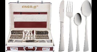 KINGHOFF 3565 - luxe bestekset koffer - 72 delig - 12 persoons - Modern bestek