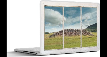 Laptop sticker - 14 inch - Doorkijk - Boomstronken - Wolken - 32x5x23x5cm - Laptopstickers - Laptop skin - Cover