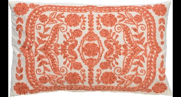 Dutch Decor MIMI - sierkussen 30x50 cm - 100% katoen - geborduurd - Muted Clay - roze en wit - Inclusief binnenkussen - Luxe kussens voor woonkamer & bank
