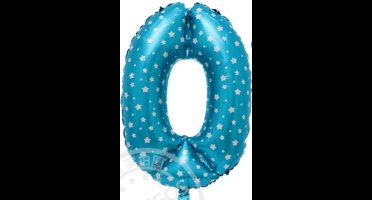 Cijferballon 0 Blauw met ster 32inch, kindercrea