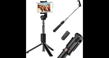 Ntech 3 in 1 Selfie Stick met Afstandsbediening en Foldable Tripod Stand Geschikt voor iPhone Xs/Xr/Xs Max/8/8+7/7+ Zwart