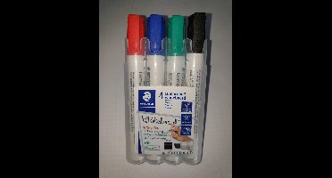 Staedtler 351 B markeerstift 4 stuk(s) Zwart, Blauw, Groen, Rood Beitelvormige punt
