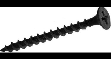 Gipsplaatschroeven3.5 x 45mm. lang. platkop. kruiskop.zwart. gefosfateerd. Deltefix.