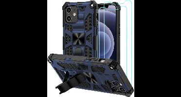 Hoesje Geschikt voor iPhone 12 Pro Max – Anti-Scratch Shockproof Blauw - 2 Pack Screenprotector