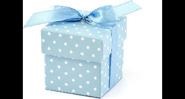 Partydeco - Bedank doosje stippen/polkadots blauw (10st)