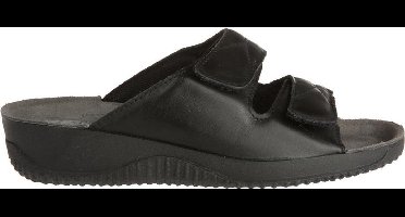 Rohde Leren Dames Slippers Slides Voorgevormd Voetbed - Zwart - 37