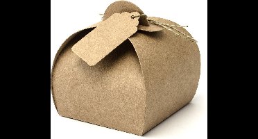 Partydeco Bedankdoosjes kraft folded met kaartje - 6x5.5 cm - 10 stuks