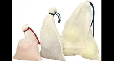 Biologische katoenen gauze producten zakken. Klein, middel en groot. Herbruikbare  zero waste.