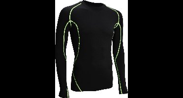 Avento Compressieshirt - Lange Mouw - Mannen - Zwart/Geel - Maat XL