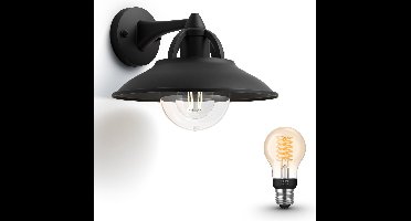 Philips Hue Cormorant Wandlamp voor Buiten (Zwart) - Buitenlamp - E27 - Warmwit Licht - Hue White Filament