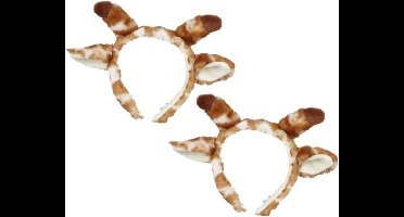 Ravensden Pluche giraffe hoofdband - 2x - met oortjes - 15 cm