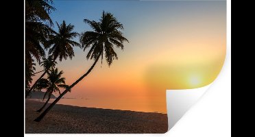 Muurstickers - Sticker Folie - Zonsondergang op een tropisch eiland met palmbomen - 30x20 cm - Plakfolie - Muurstickers Kinderkamer - Zelfklevend Behang - Zelfklevend behangpapier - Stickerfolie