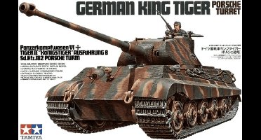 Tamiya Modelbouwpakket Auto - 35169 German SdKfz.182 Königstiger Porsche Tank with Figure Plastic - 1:35 - Modelbouw