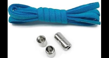 Elastische schoenveters - metalen sluiting - licht blauw