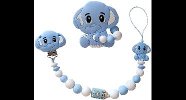 Siliconen set tutterkoord olifant blauw