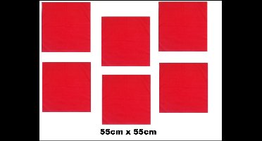 6x Zakdoek uni rood 55cm x 55cm - boeren zakdoeken thema feest festival bandana kleur