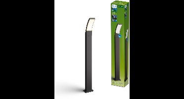 Philips Splay Tuinpaal - Buitenverlichting - Weerbestendig: IP44 - PowerShield Coating - Warmwit licht: 2700K - Hoogwaardig Aluminium - Antraciet