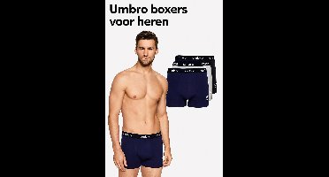 UMBRO - Onderbroek voor Mannen - Boxershorts ( 3 stuks ) Zwart/Bblauw/Grijs - Maat L - Multipack