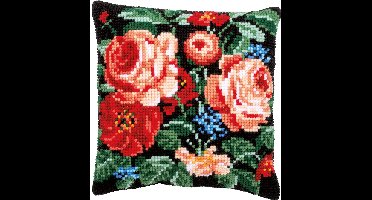 Vervaco - Kruissteekkussen kit - Stamrozen - PN-0182791 - Borduren - Borduurpakket - Borduurpakket volwassenen - Borduurpakket kind